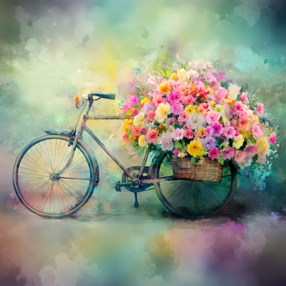 Toile de fond Paris Vélo Panier Fleurs Épanouies LXX59-37