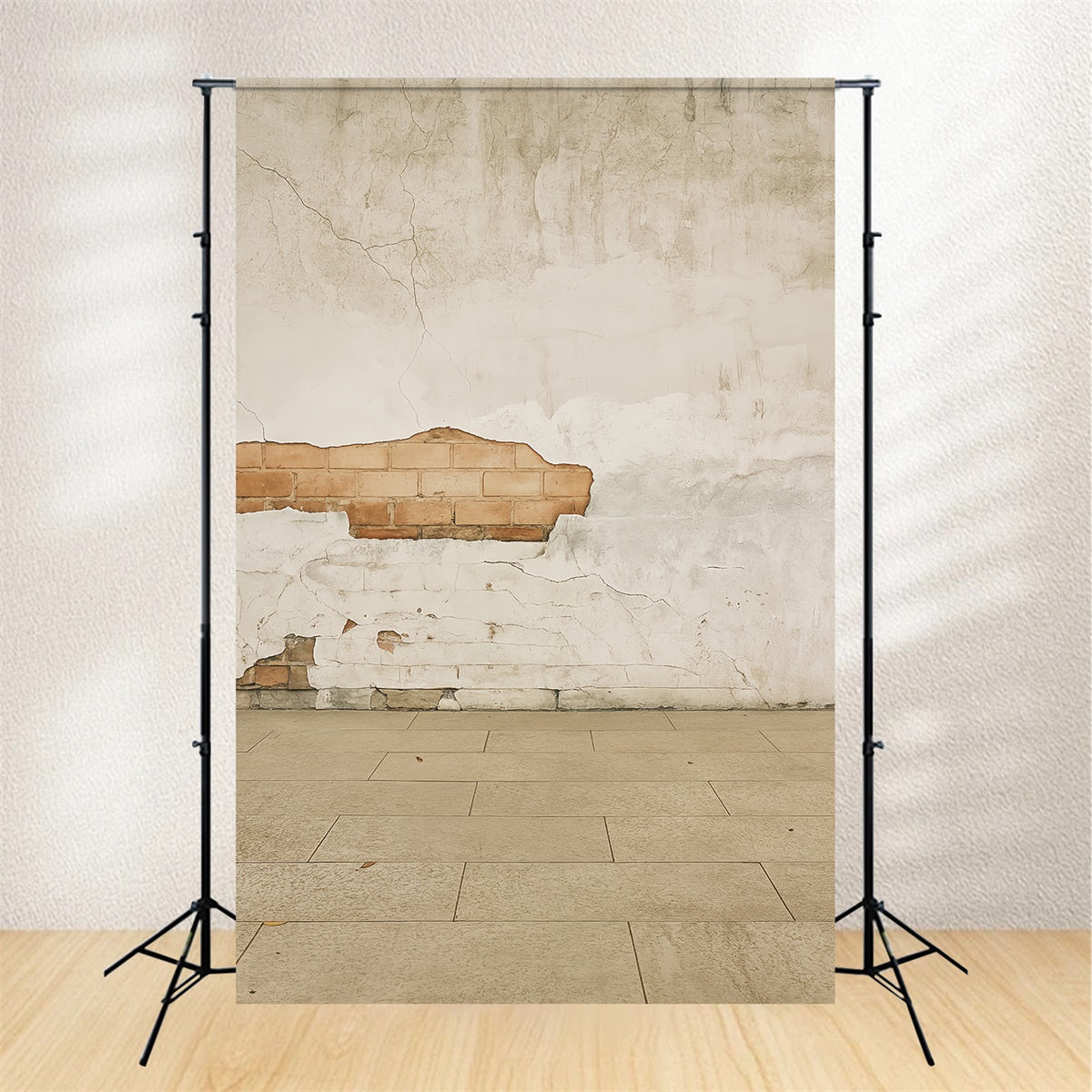 Toile de fond murale en béton Toile de fond pour portraits avec texture murale en briques rustiques fissurées LXX59-426