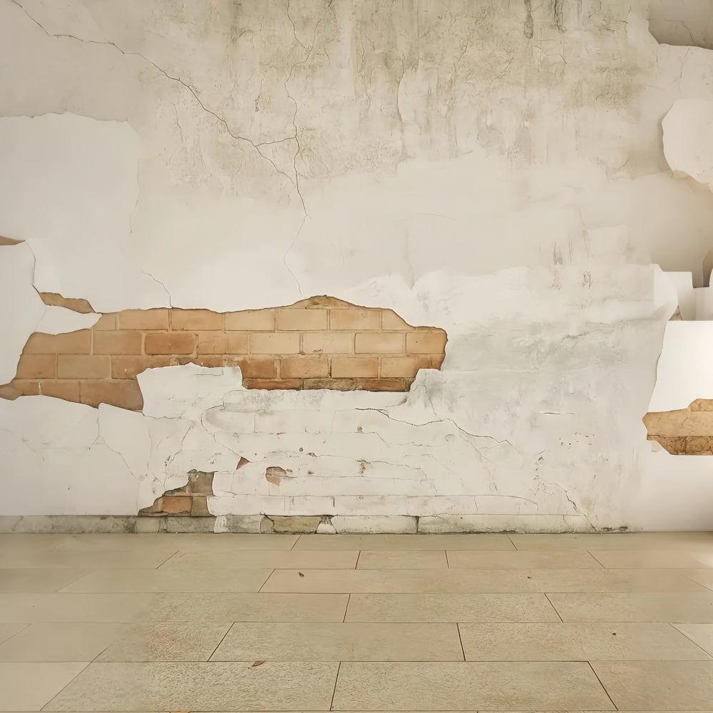 Toile de fond murale en béton Toile de fond pour portraits avec texture murale en briques rustiques fissurées LXX59-426