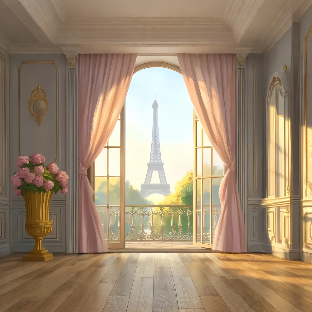 Toile de fond Paris Balcon Élégant Vue Tour Eiffel LXX59-44