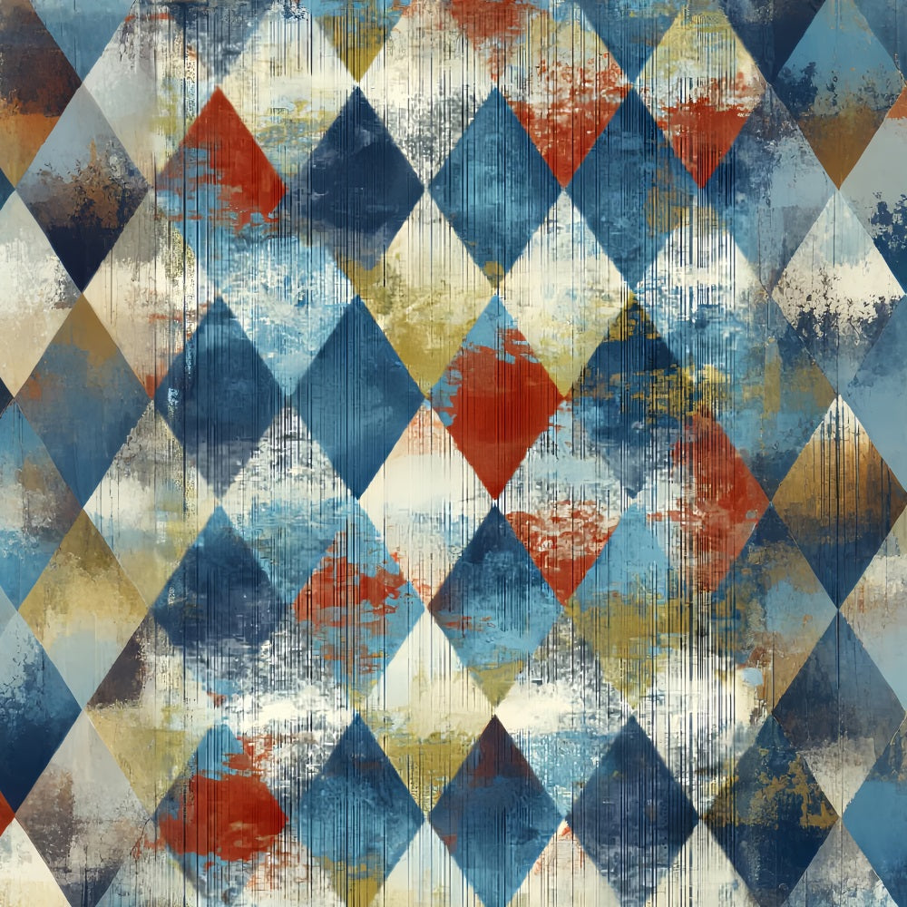 Fond pour portraits photo Fond rustique bleu à texture losange rouge pour portraits en studio LXX59-441