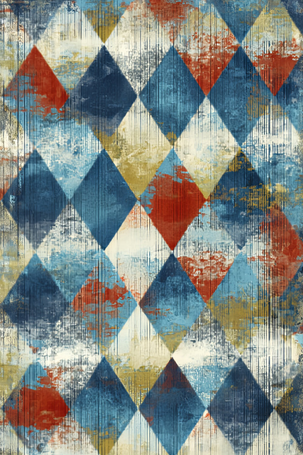 Fond pour portraits photo Fond rustique bleu à texture losange rouge pour portraits en studio LXX59-441