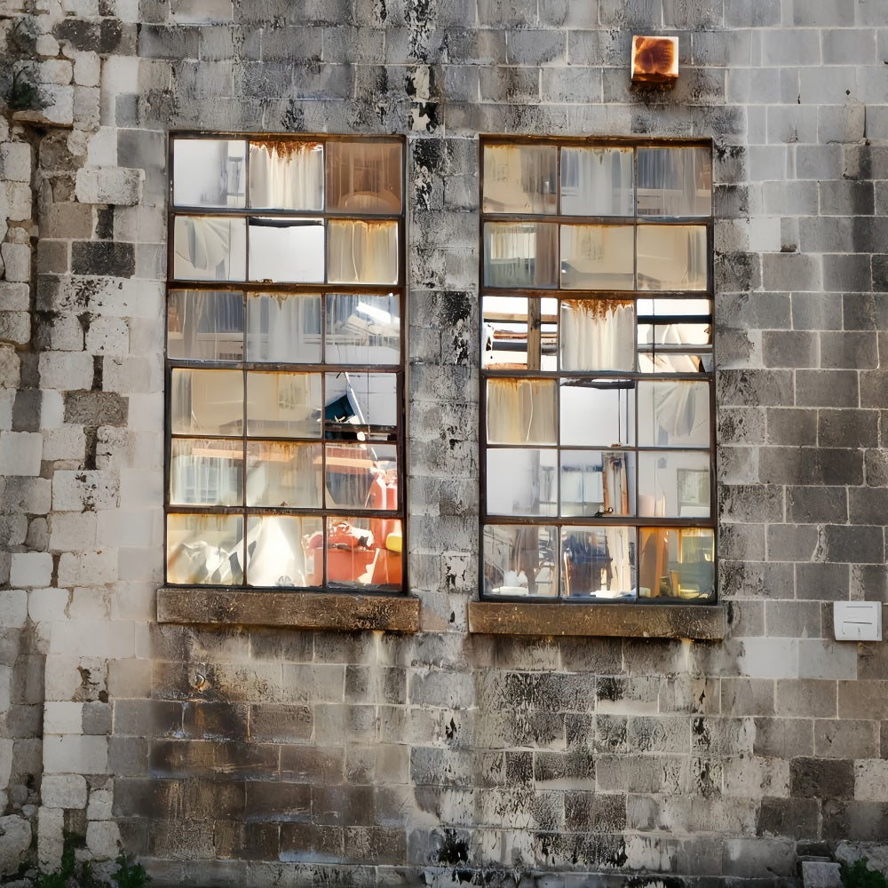 Fond en béton Fenêtre industrielle rouillée Fond pour portraits de famille LXX59-445