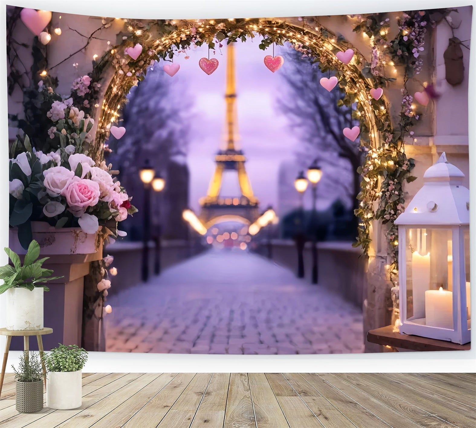 Toile de fond Paris Arche Lanterne Romantique Tour Eiffel LXX59-45