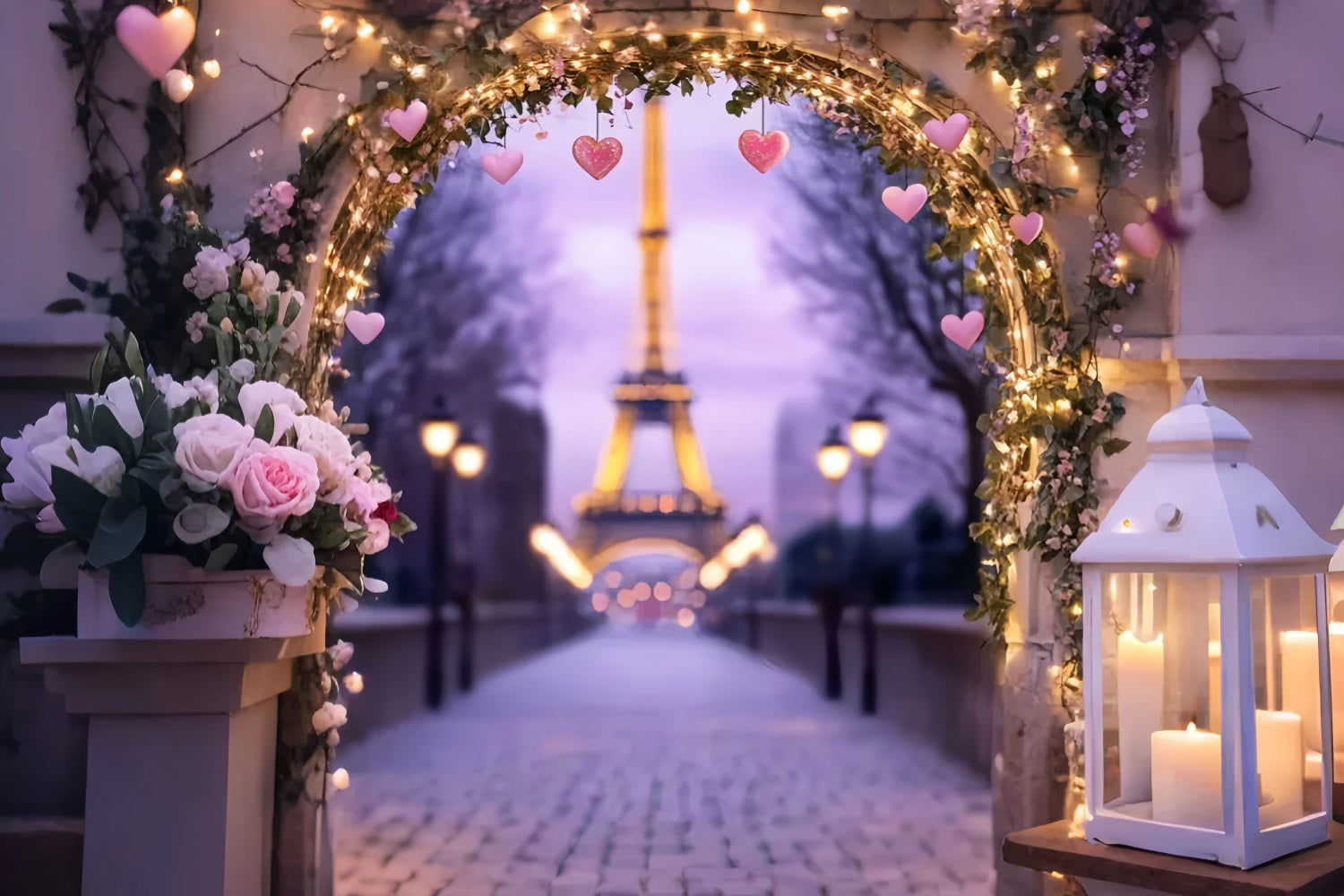 Toile de fond Paris Arche Lanterne Romantique Tour Eiffel LXX59-45