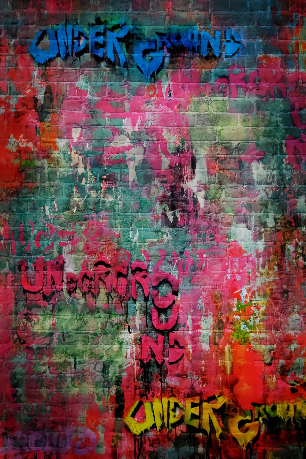 Fond photo en béton Mur urbain coloré recouvert de graffitis Fond pour portraits scolaires LXX59-458