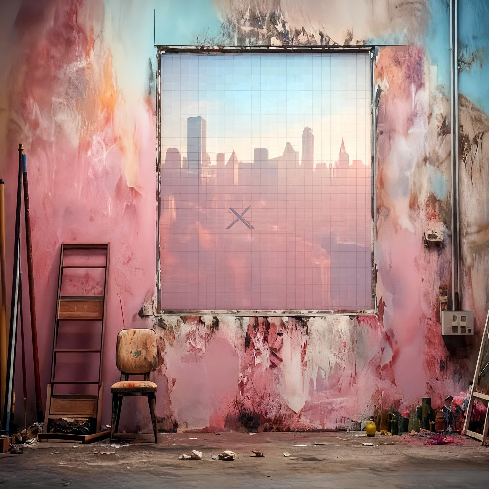 Fond pour photographie portrait Studio urbain Mur pastel Fond pour portrait de famille LXX59-463