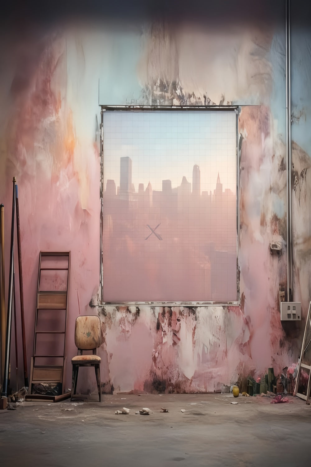 Fond pour photographie portrait Studio urbain Mur pastel Fond pour portrait de famille LXX59-463