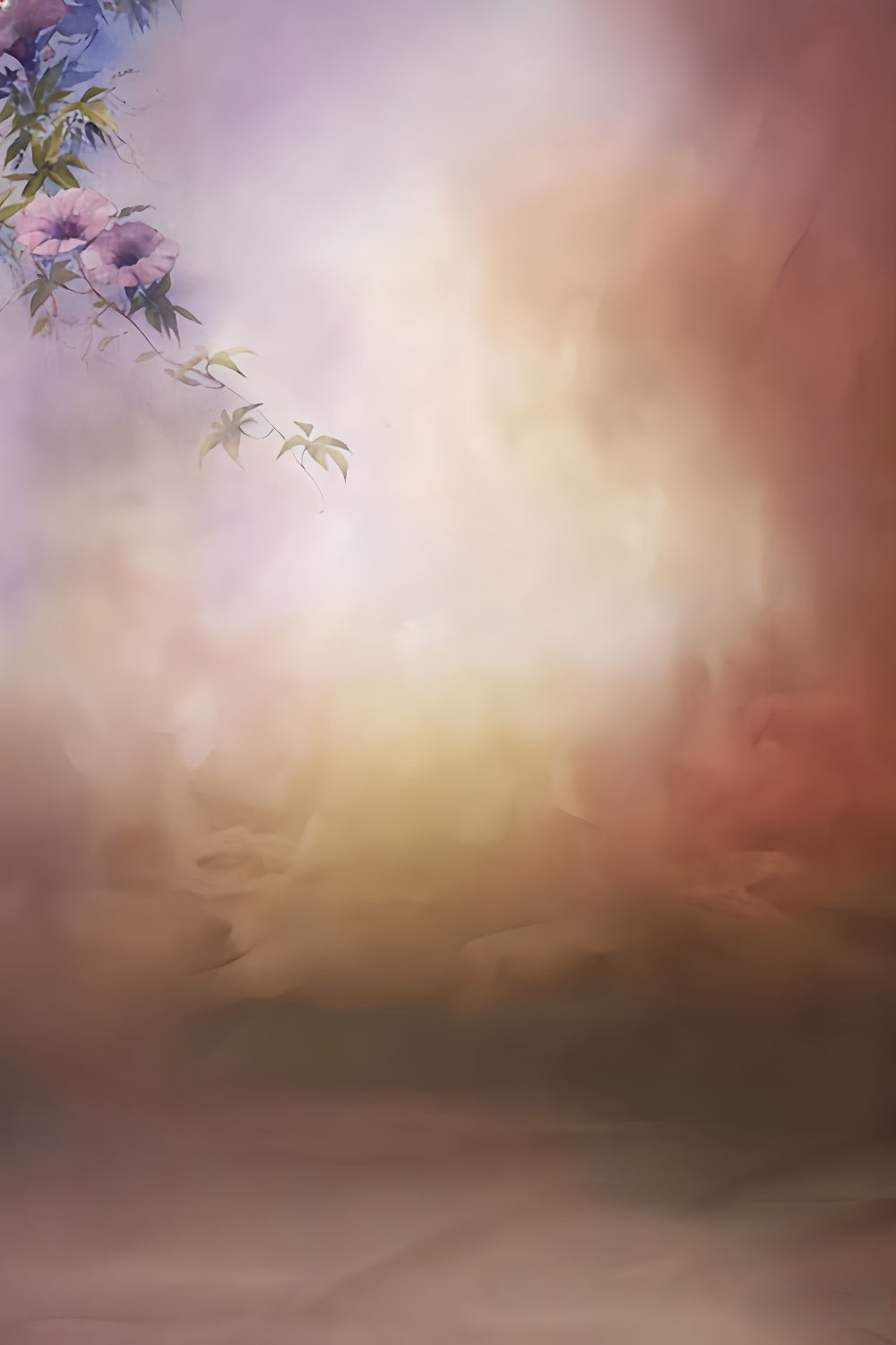 Fond pour portrait Fond pour portrait scolaire avec dégradé de couleurs chaudes et motif floral LXX59-467