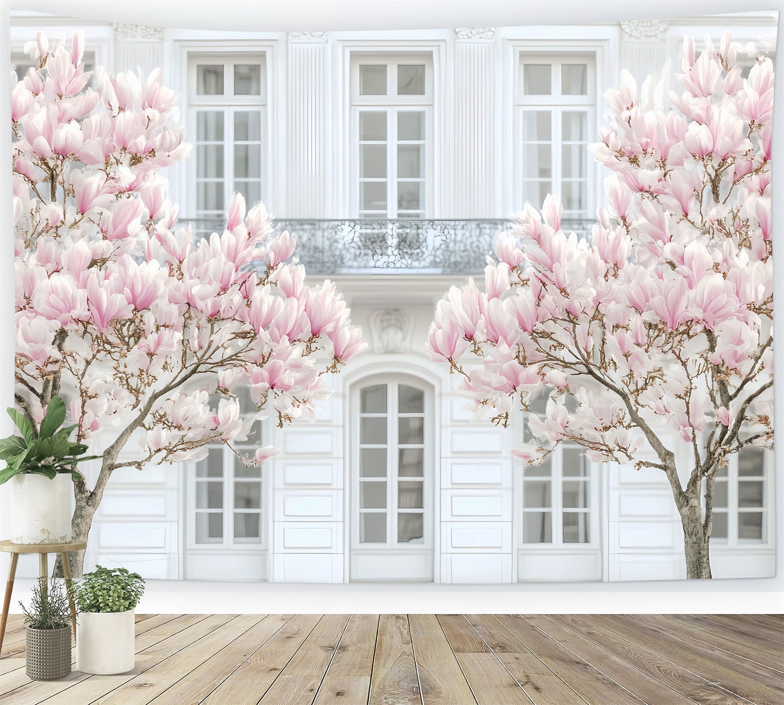 Toile de fond Paris Magnolia Façade Blanche LXX59-48