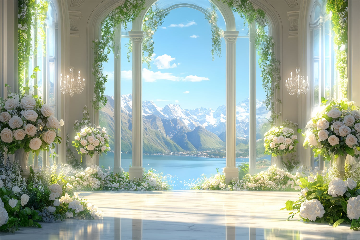 Toile de fond Paris Salle Florale Montagne Luxueuse Photos LXX59-51