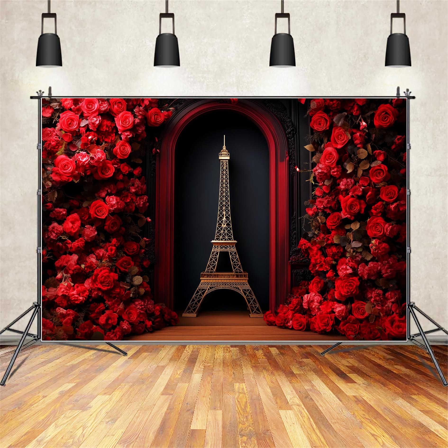 Toile de fond Paris Roses Rouges Tour Eiffel Idées LXX59-60