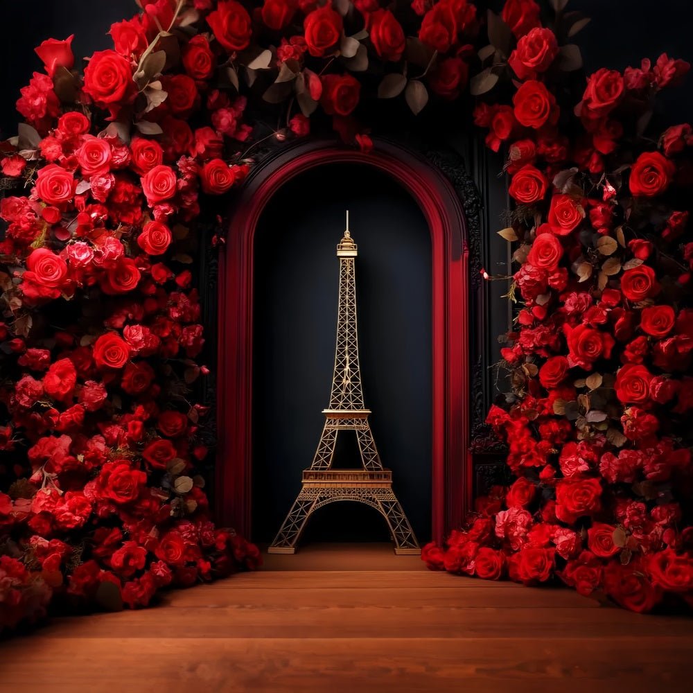 Toile de fond Paris Roses Rouges Tour Eiffel Idées LXX59-60