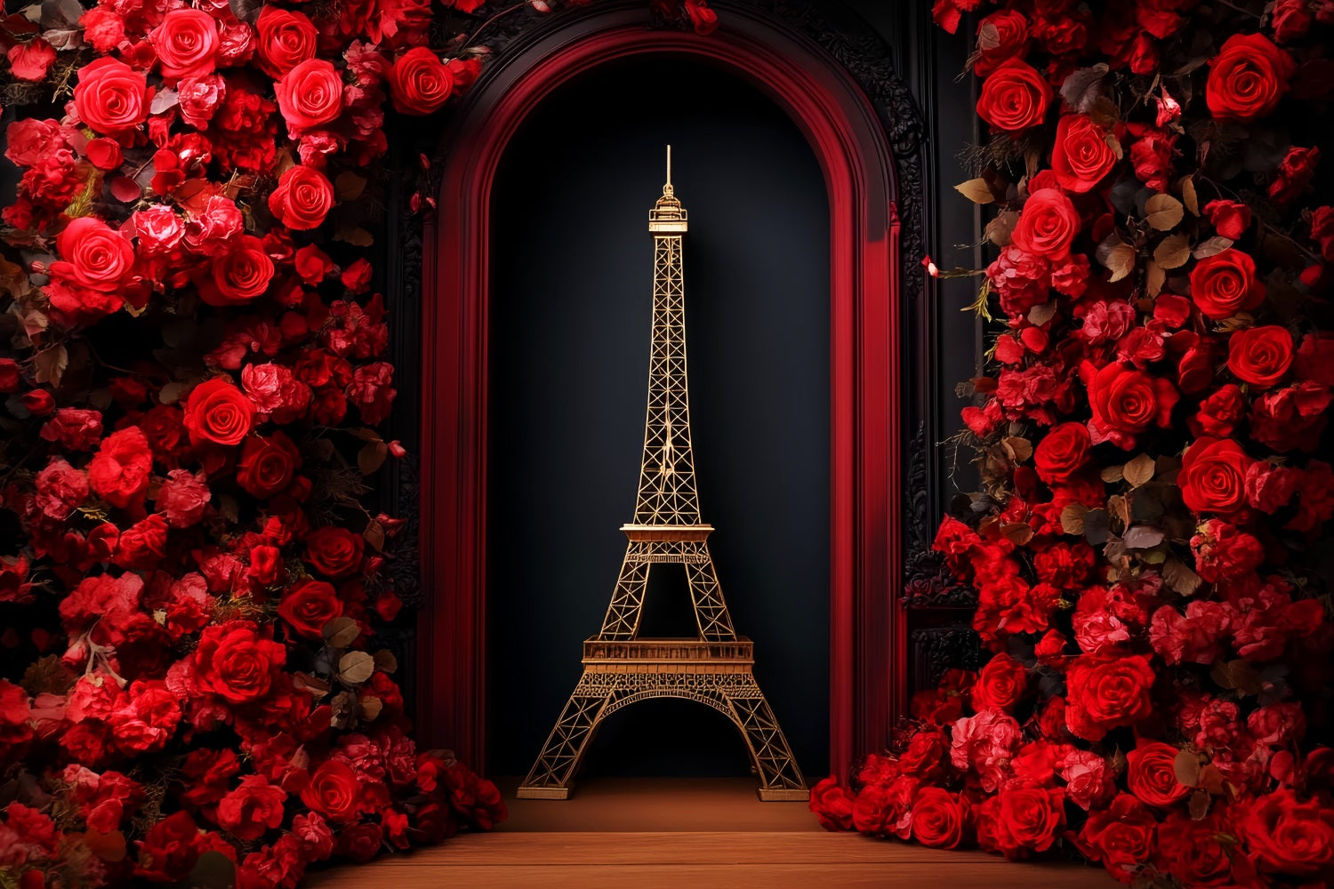 Toile de fond Paris Roses Rouges Tour Eiffel Idées LXX59-60