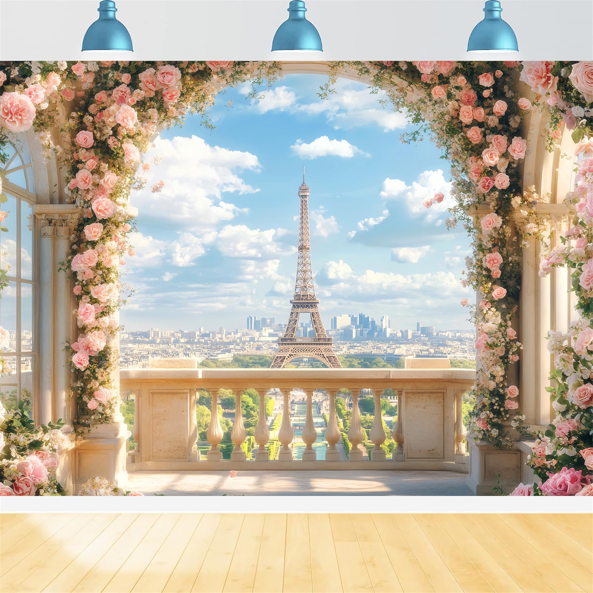 Toile de fond Paris Arche Roses Épanouies Vue Idées LXX59-67