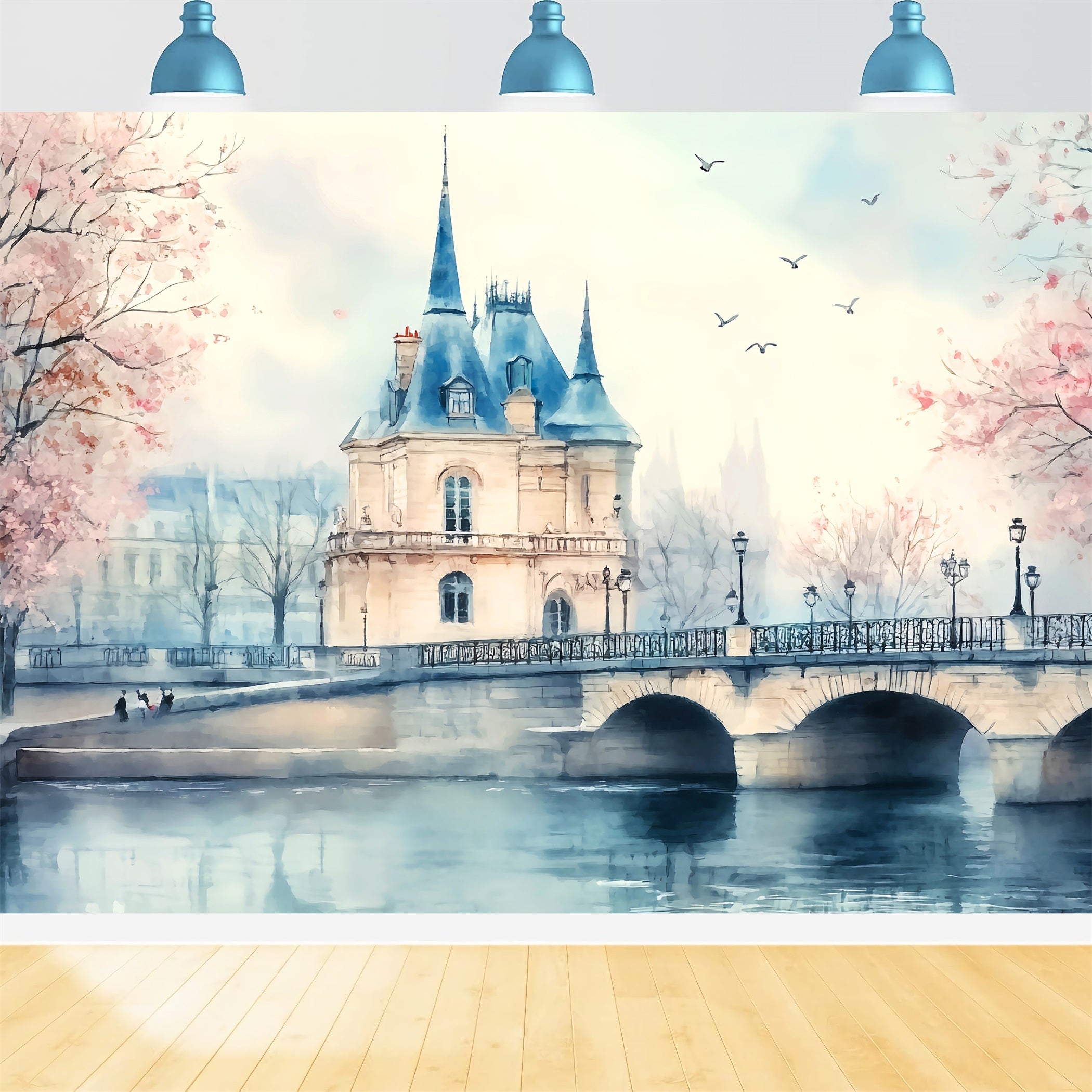 Toile de fond Paris Rive Pont Château Photos LXX59-68