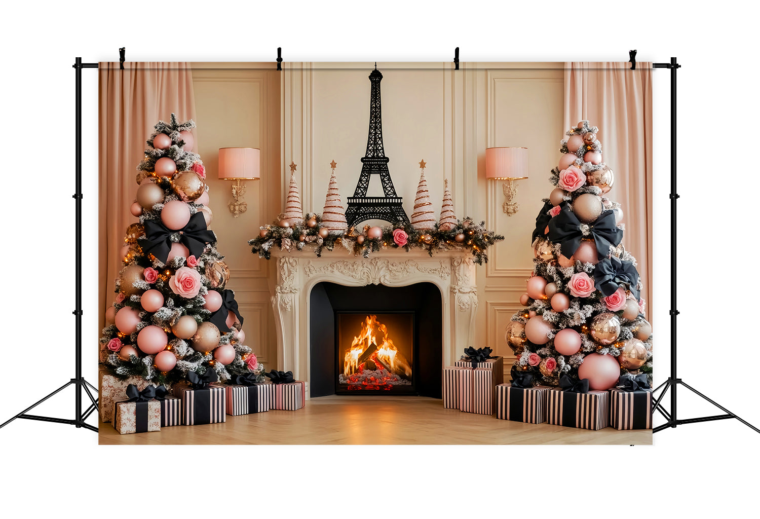 Toile de fond Paris Tour Eiffel Cheminée de Noël Idées LXX59-69