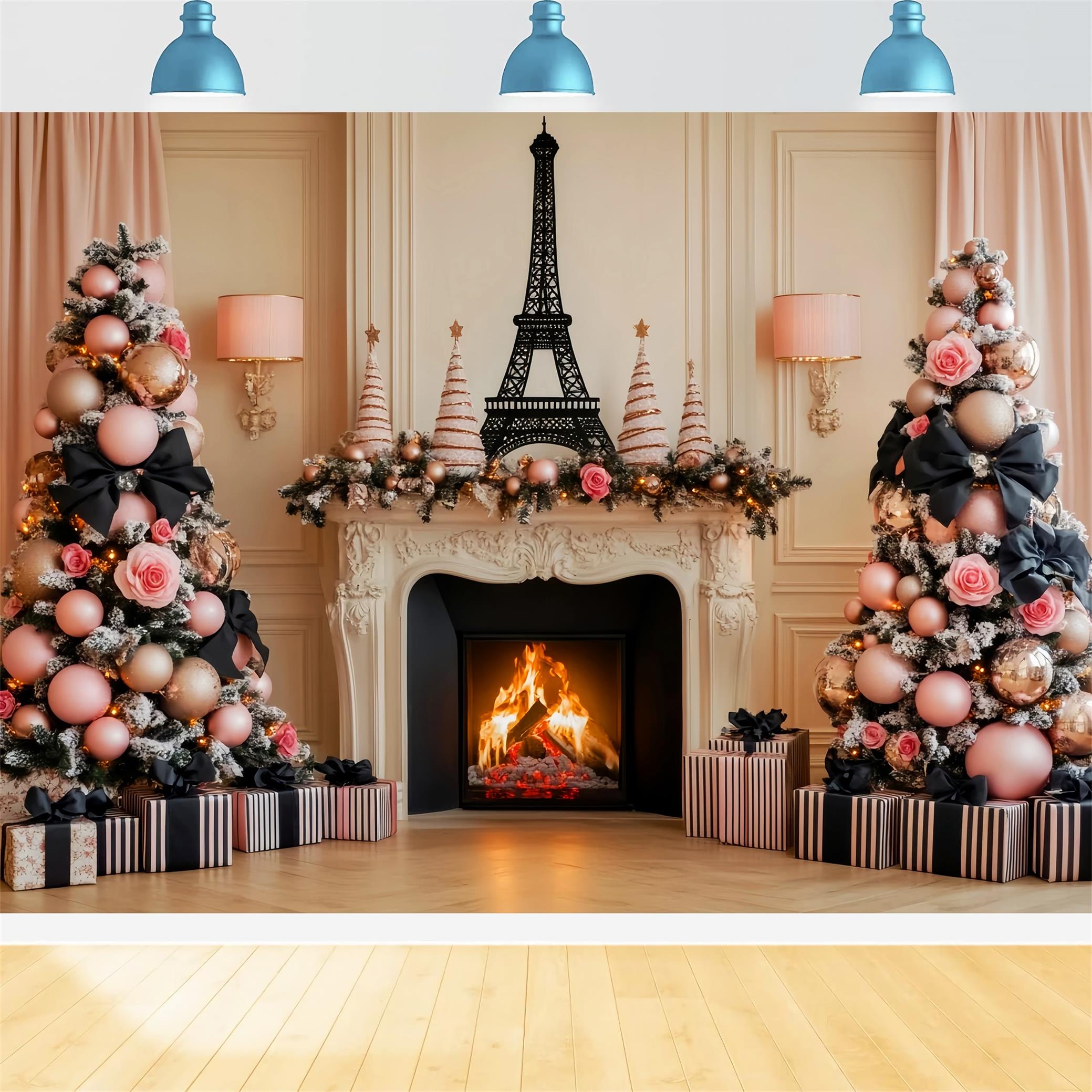 Toile de fond Paris Tour Eiffel Cheminée de Noël Idées LXX59-69