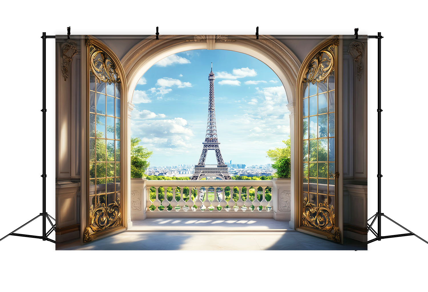 Toile de fond Paris Arche Dorée Vue Tour Eiffel Photos LXX59-70