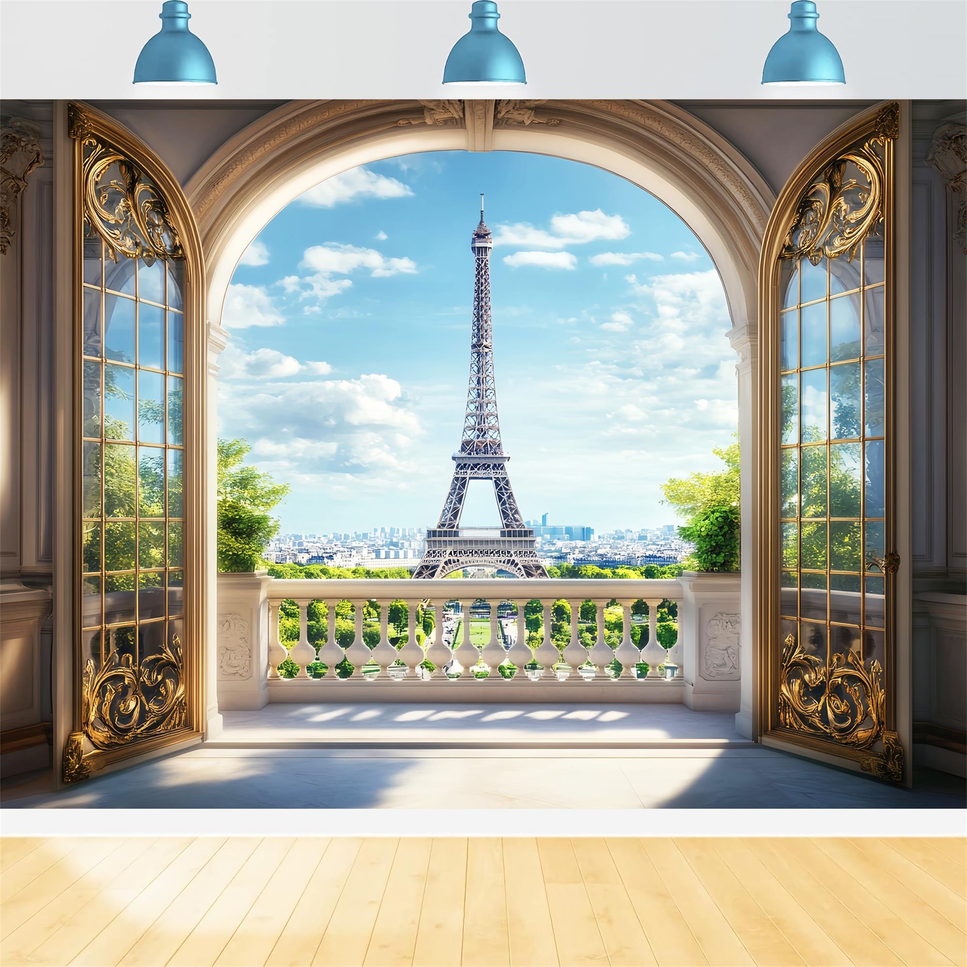 Toile de fond Paris Arche Dorée Vue Tour Eiffel Photos LXX59-70