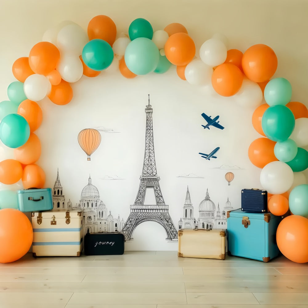 Toile de fond Paris Ballon Tour Eiffel Photos LXX59-75