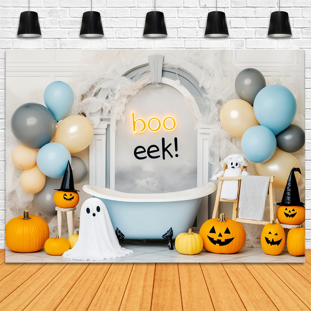 Toile Photo Halloween Fantôme Citrouilles Ballons Fantôme Baignoire Mignonne LXX59-86