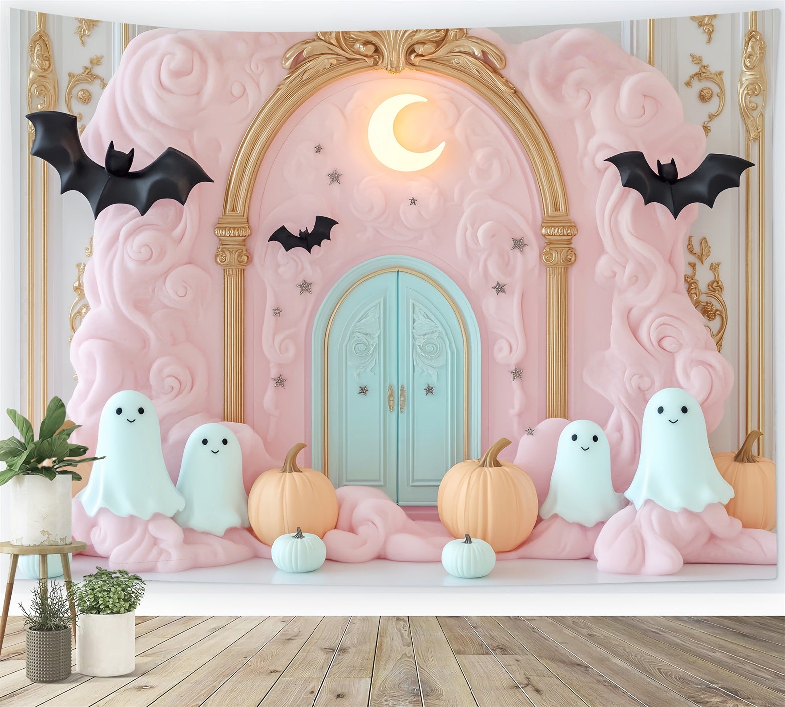Toile De Fond Halloween Fantôme Nuage Rose Entrée Fantôme LXX59-90