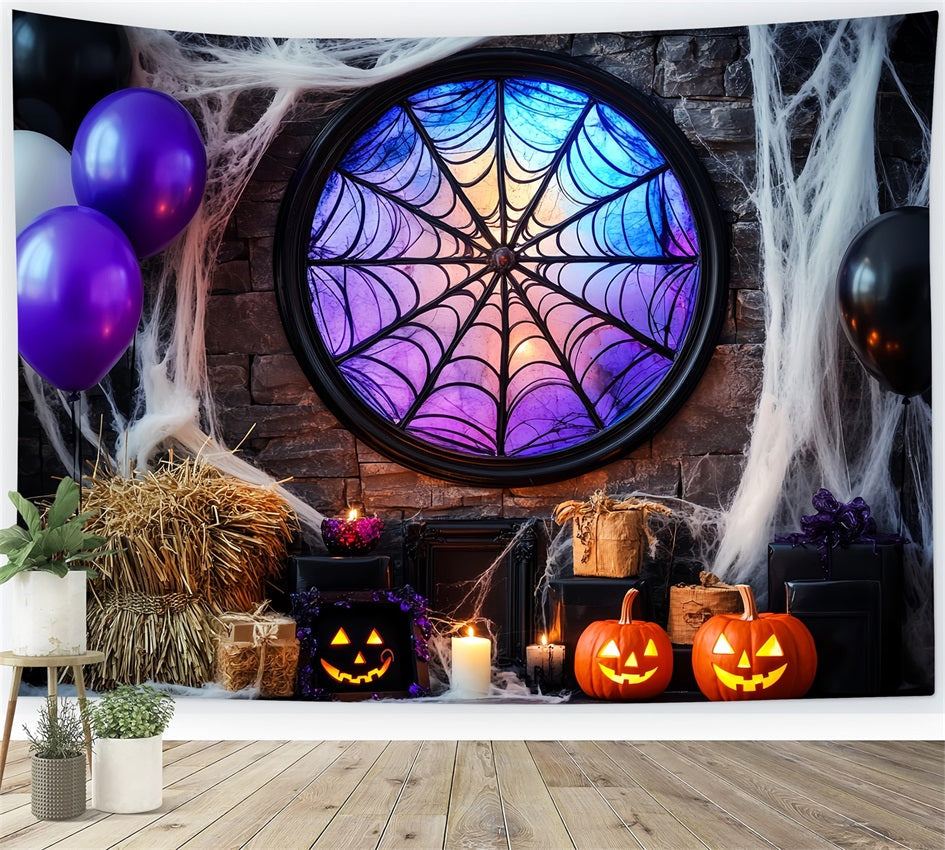 Toile De Fond Photo Halloween Chauve-Souris Vitrail Toile D’Araignée LXX59-92