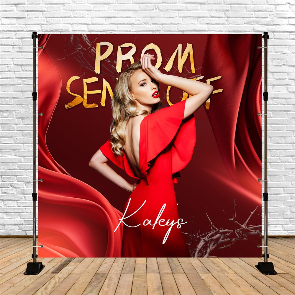 Toile de Fond Pour Bal Luxe Doré Rouge Personnalisée LXX6-166