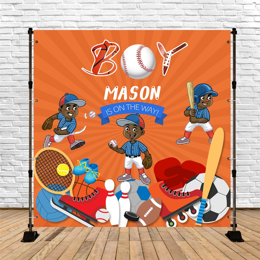 Toile de fond Shower de Bébé Personnalisable Petite Légende de Baseball LXX6-225