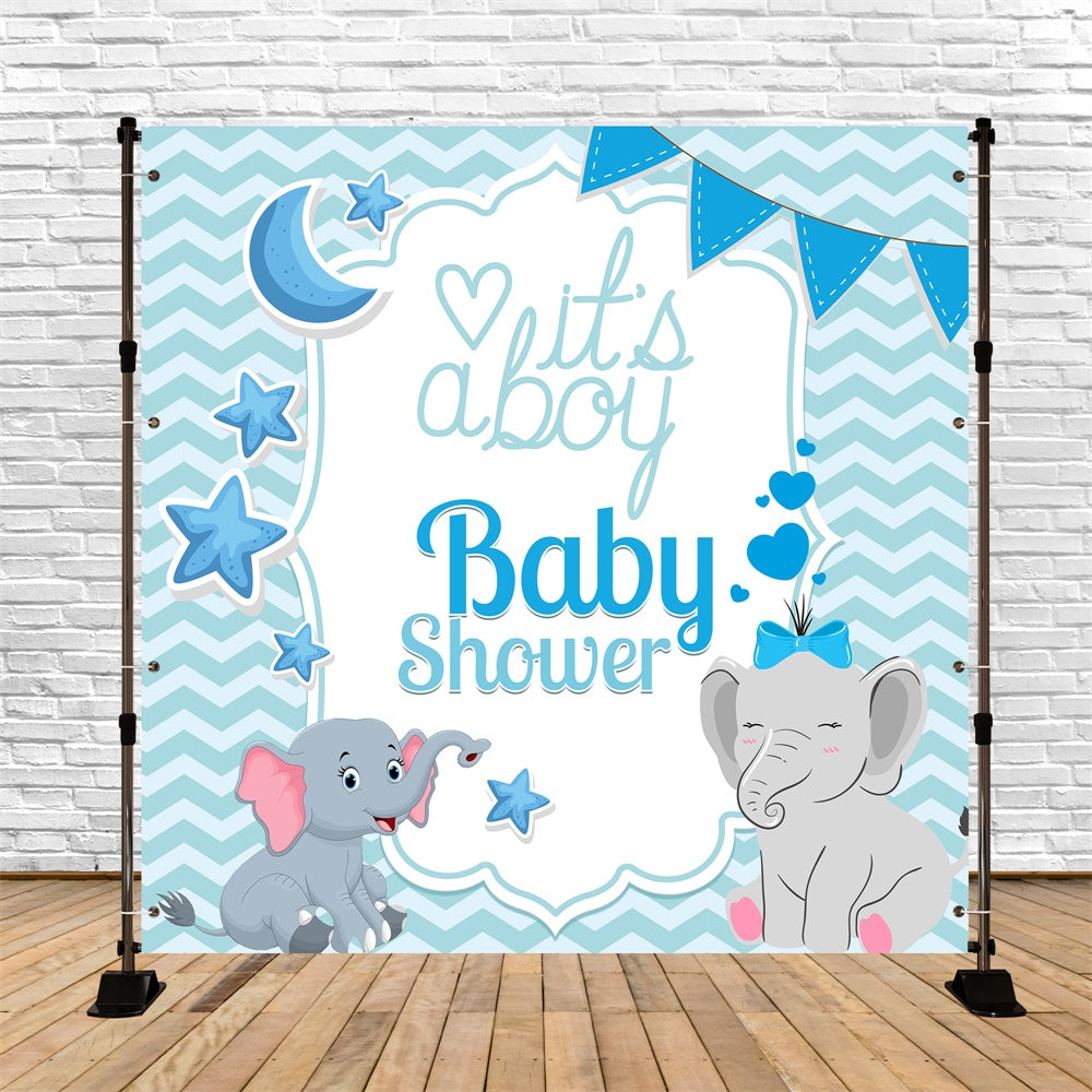 Toile de fond Baby Shower Personnalisable Rêves d’Éléphant Bleu LXX6-226