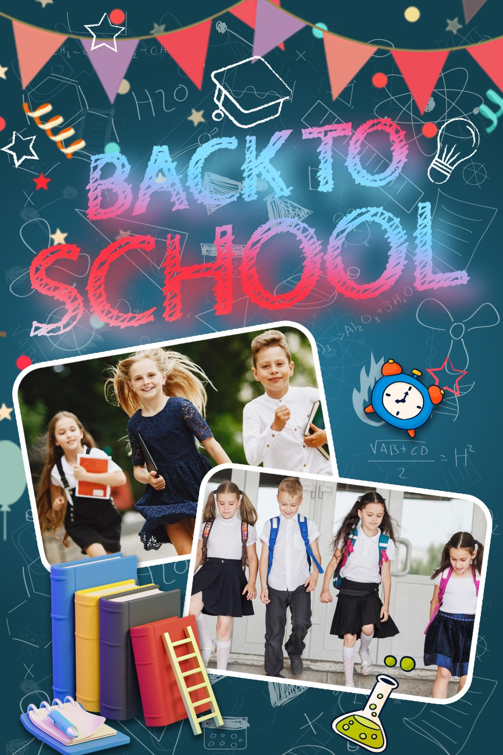Toile de fond Retour à l’École Personnalisable Livres et Gribouillis LXX6-23