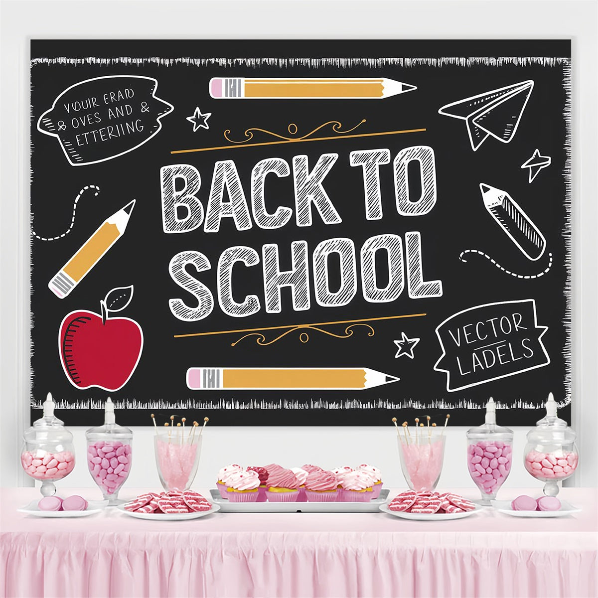 Toile de fond Retour à l'école Tableau Noir Gribouillis LXX6-38