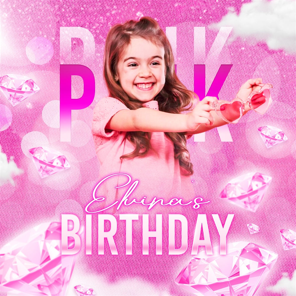 Toile de fond Photo Anniversaire Personnalisable Fête Pierres Roses LXX6-45