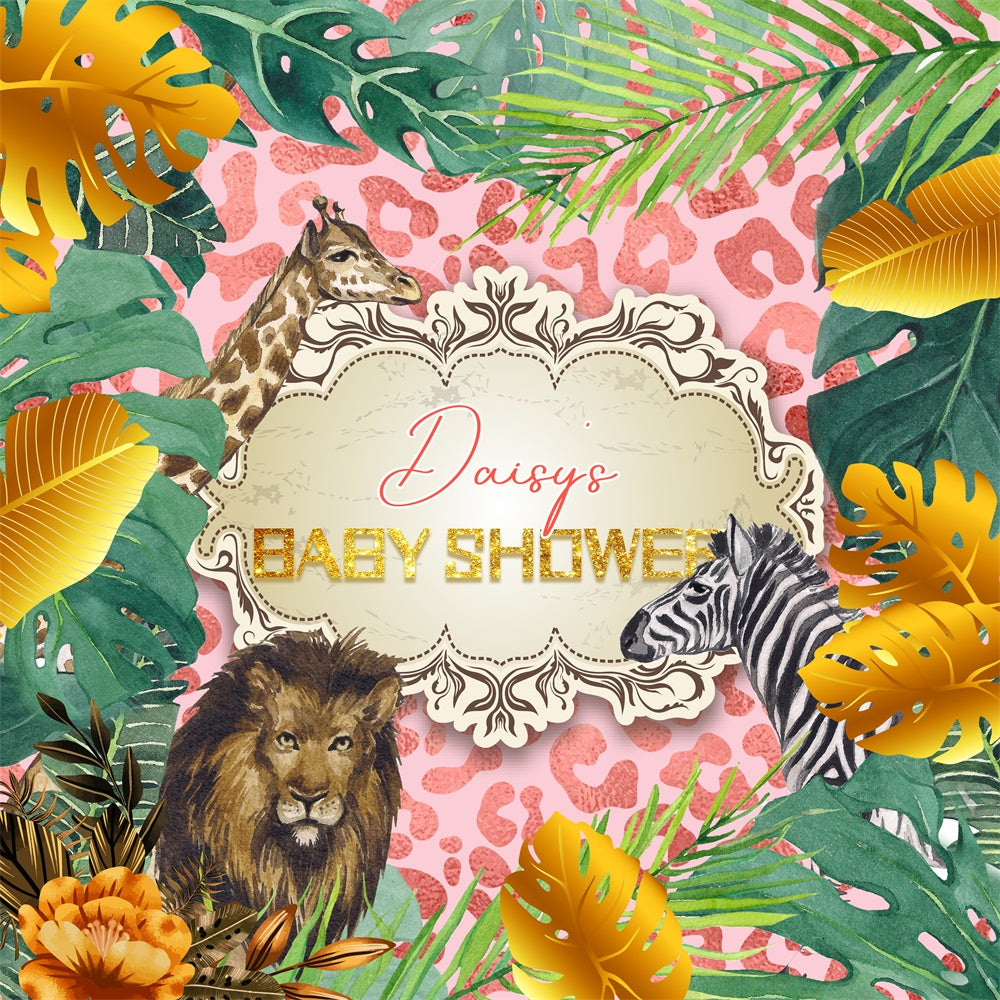 Toile de fond Baby Shower Aventure Forêt Sauvage Personnalisée LXX6-6