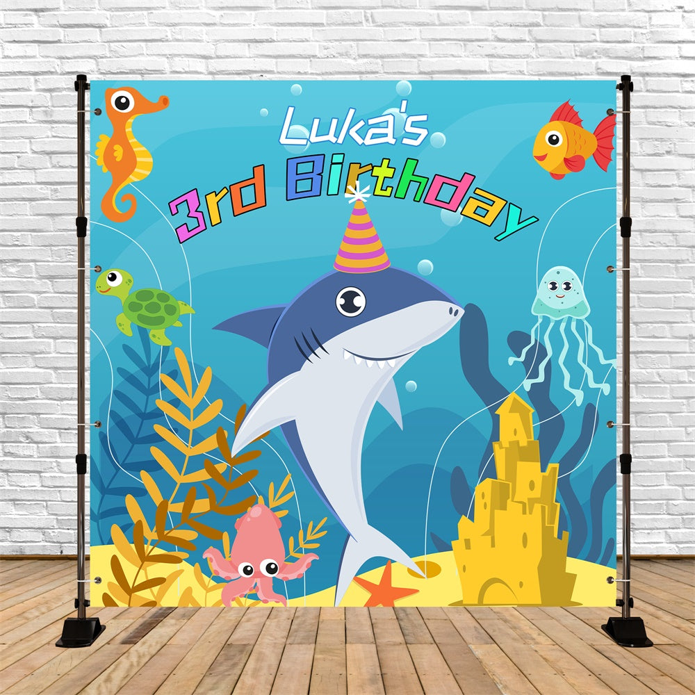 Toile de fond Personnalisable Anniversaire Requin Bébé Fête LXX6-69