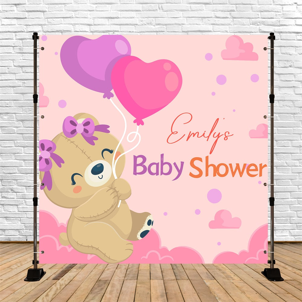 Toile de fond Baby Shower Idées Ballon Ourson Mignon Personnalisée LXX6-7