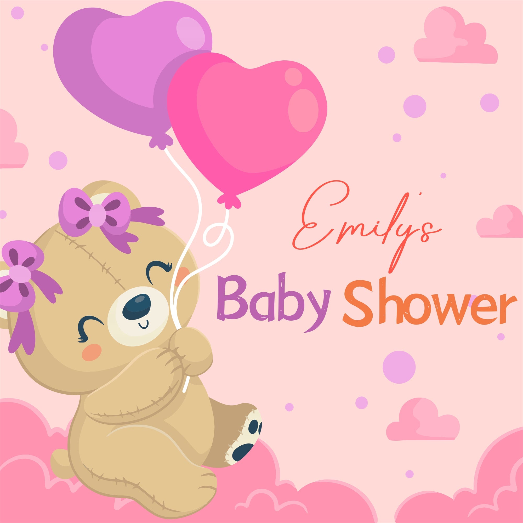 Toile de fond Baby Shower Idées Ballon Ourson Mignon Personnalisée LXX6-7