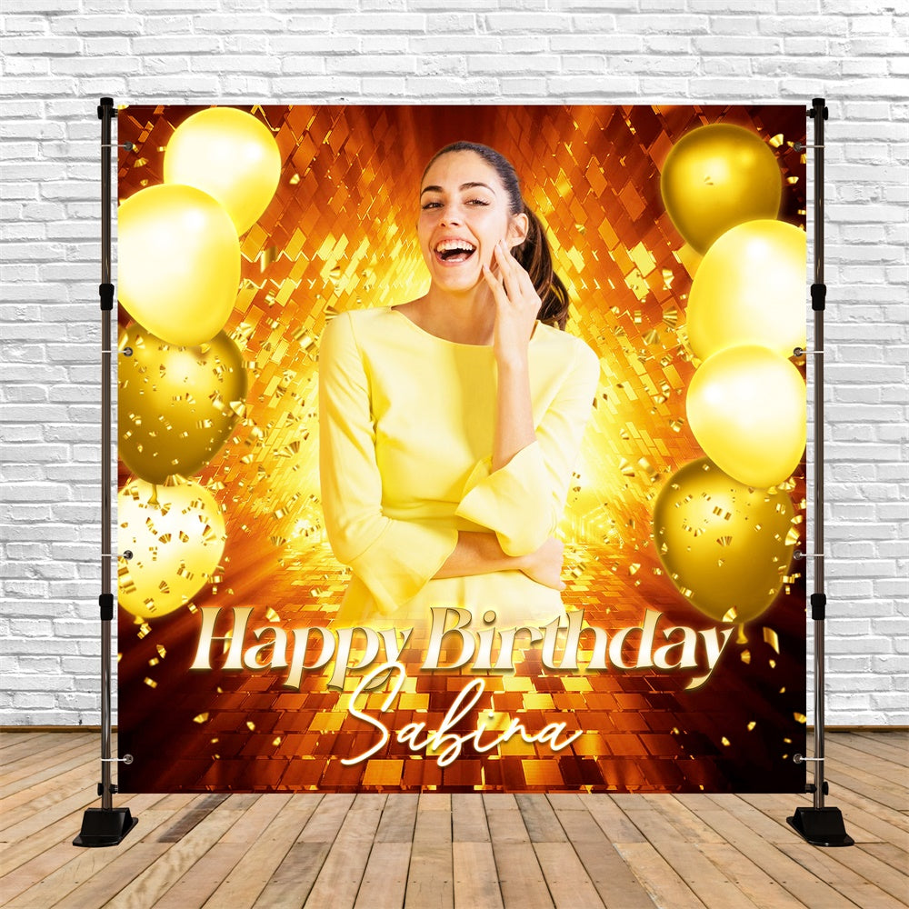 Toile de fond Photo Anniversaire Personnalisable Éclat Doré Confettis LXX6-98