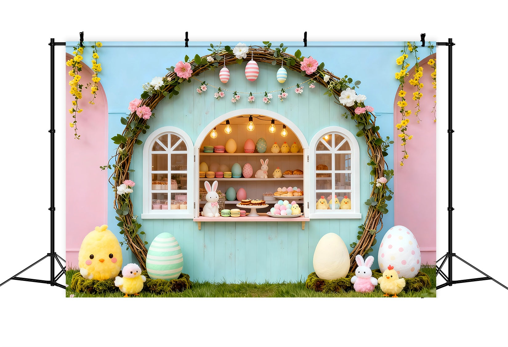 Fond Photo Pâques Stand Boulangerie Lapin Arche Pastel LXX61-105