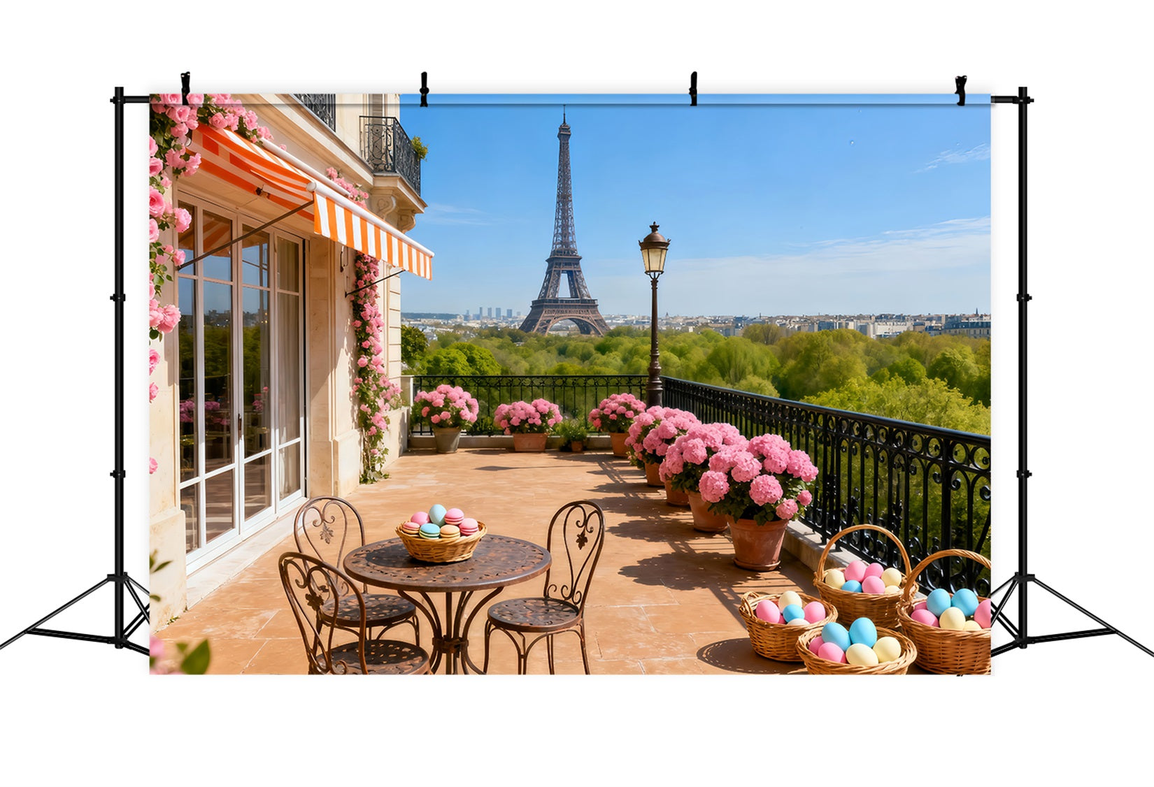 Fond Photo Pâques Balcon Paris Tour Eiffel LXX61-113