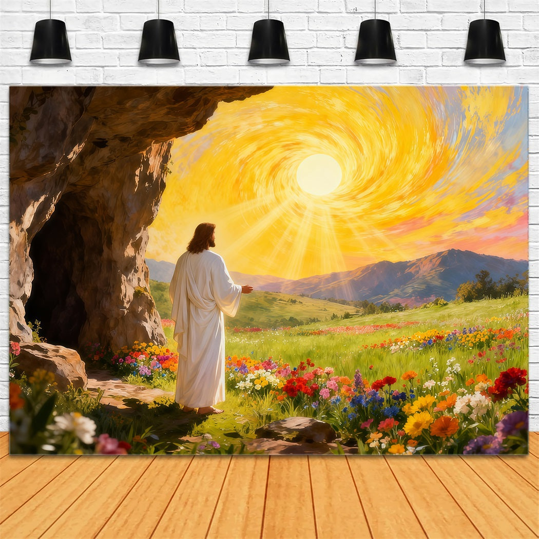 Fond Photo Pâques Il Est Ressuscité Lumière Sainte LXX61-125