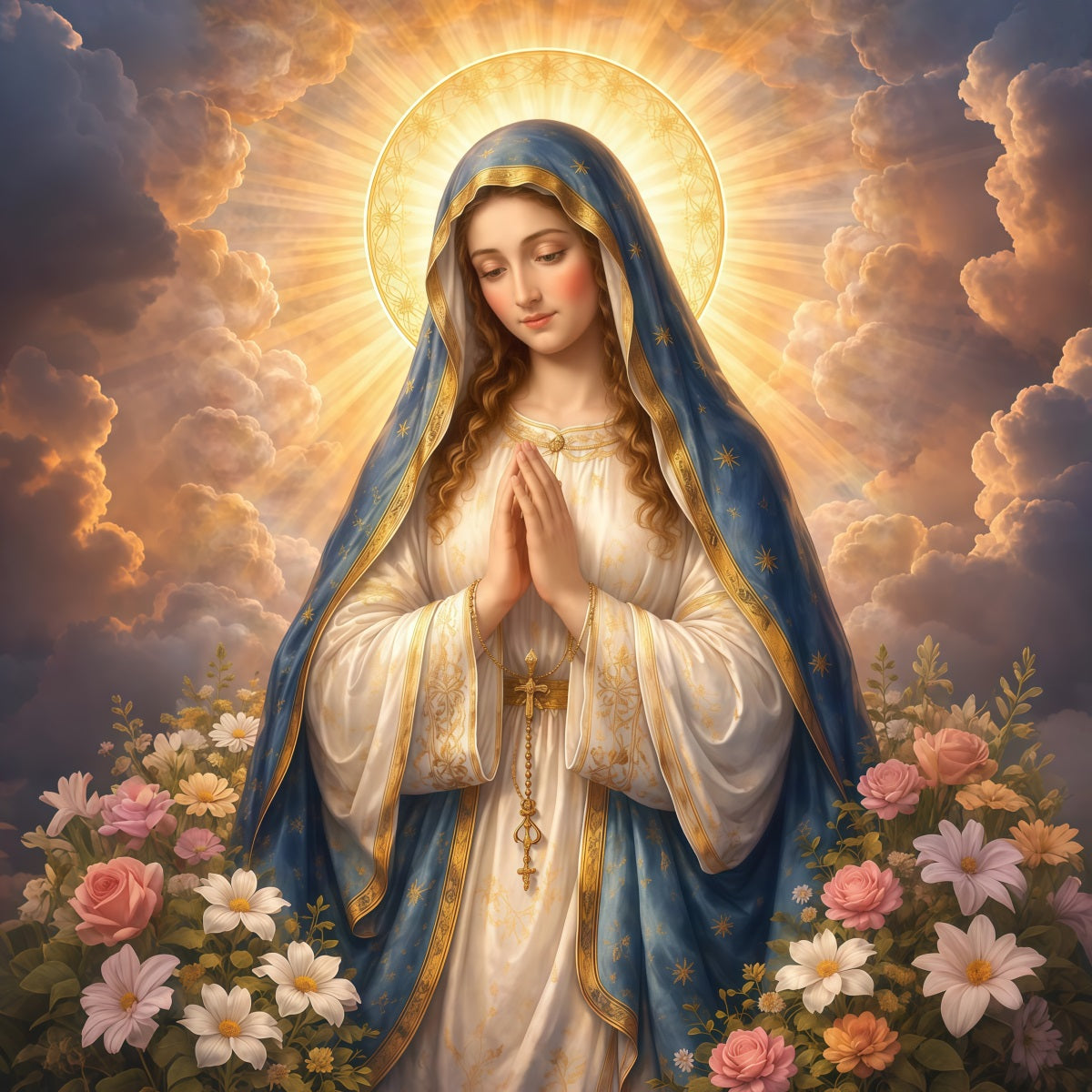 Toile de fond Pâques Il Est Ressuscité Vierge Marie LXX61-146