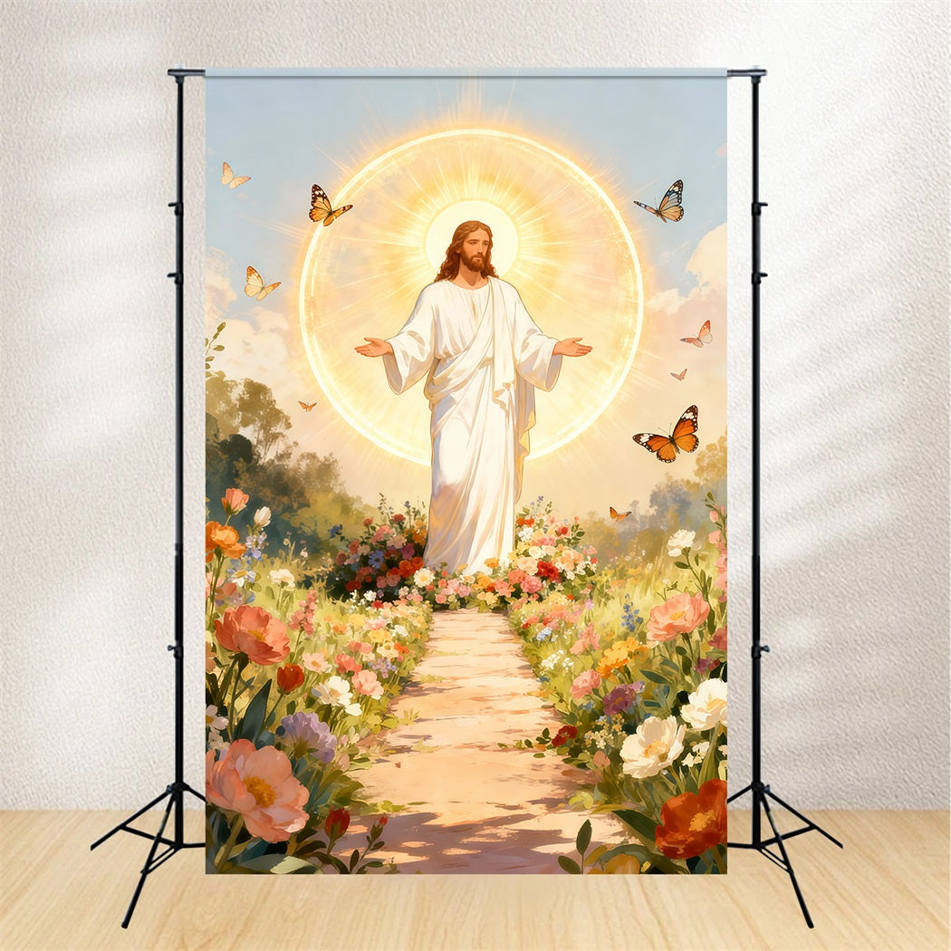 Toile de fond de Pâques Il Est Ressuscité Papillon Floraison LXX61-147