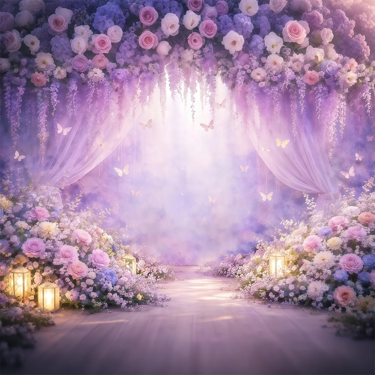 Toile de fond Printemps Rideau Violet Fleurs Lavande LXX61-158