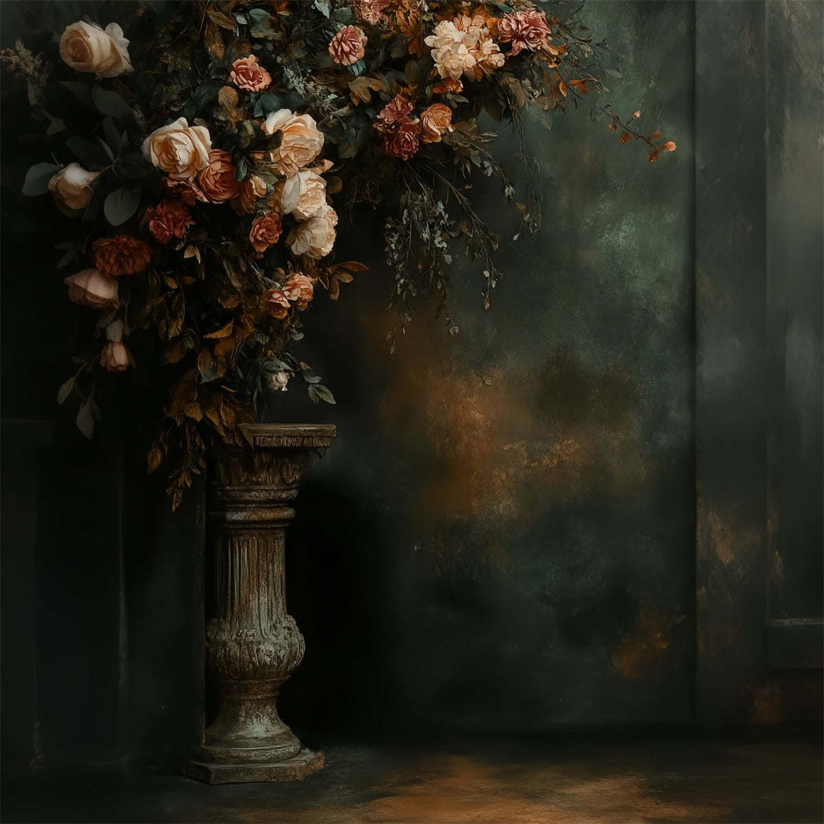 Fonds portrait vintage à fleurs Fonds sur pied pour portraits de famille LXX61-2