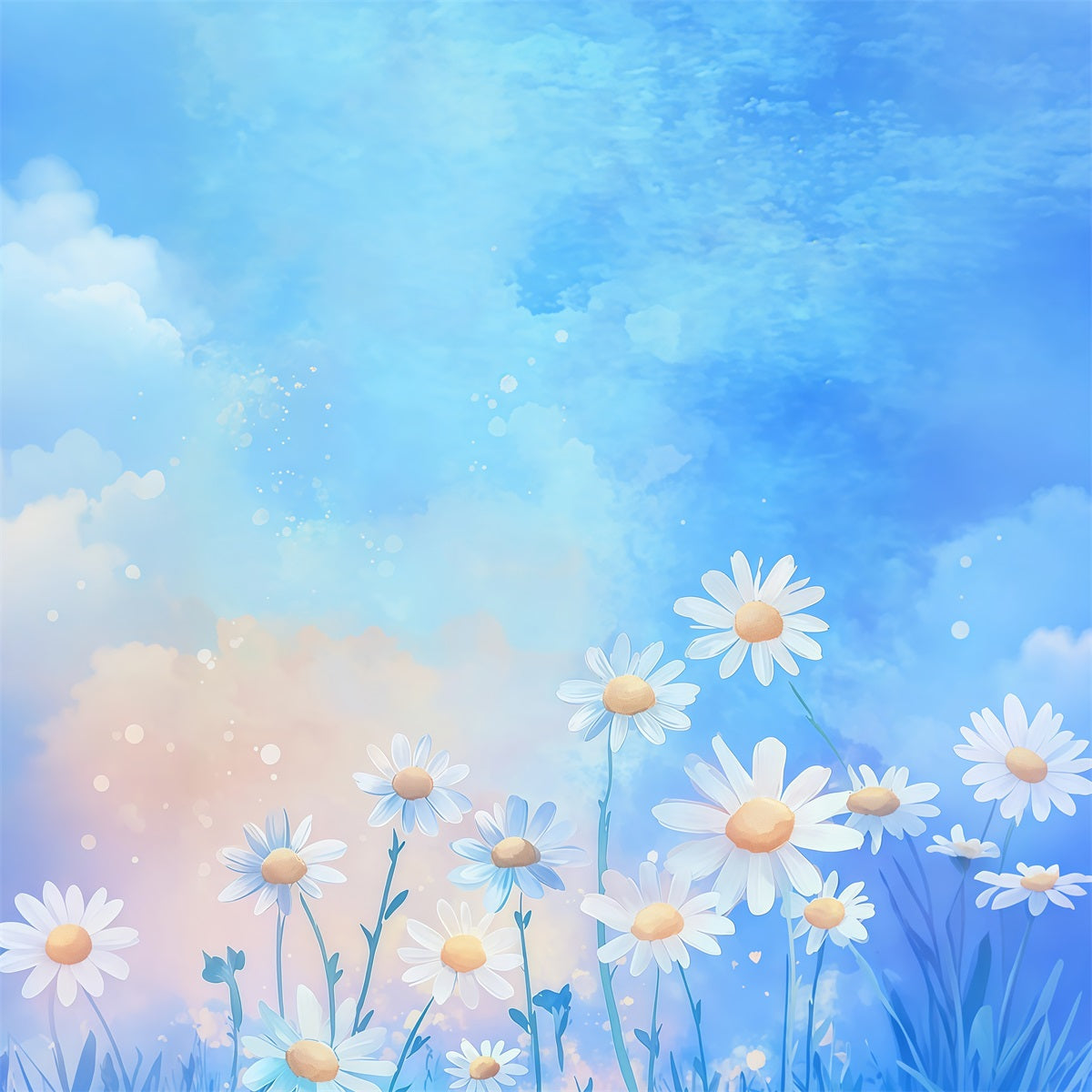 Fond Studio Photo Floral Aquarelle Ciel Fleurs Dégradé LXX61-207