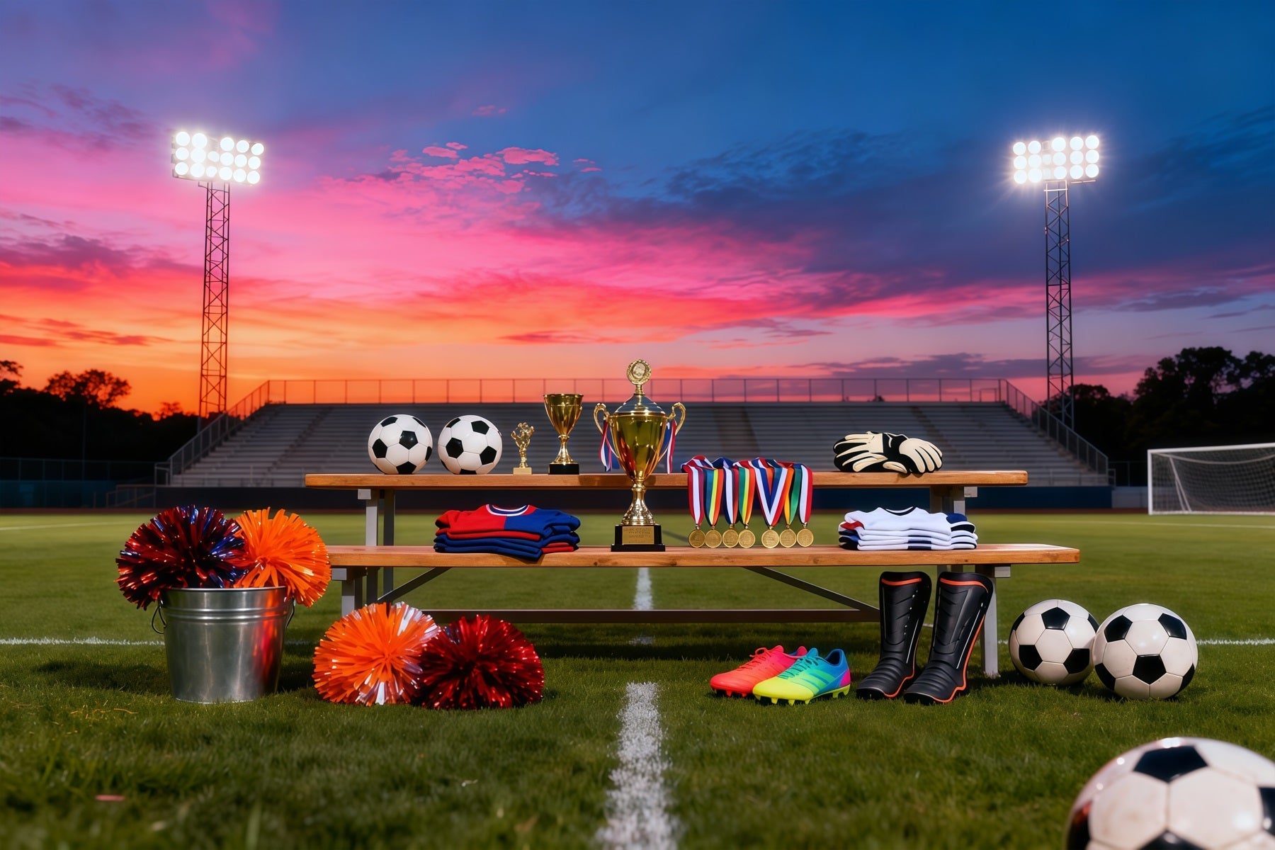 Toile de Fond Football Présentation Trophée Récompenses Coucher De Soleil LXX61-225