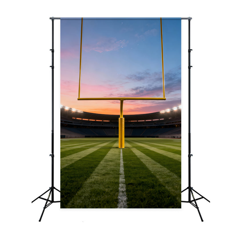 Fond Photo Terrain de Football Poteaux De But Stade Coucher De Soleil LXX61-233