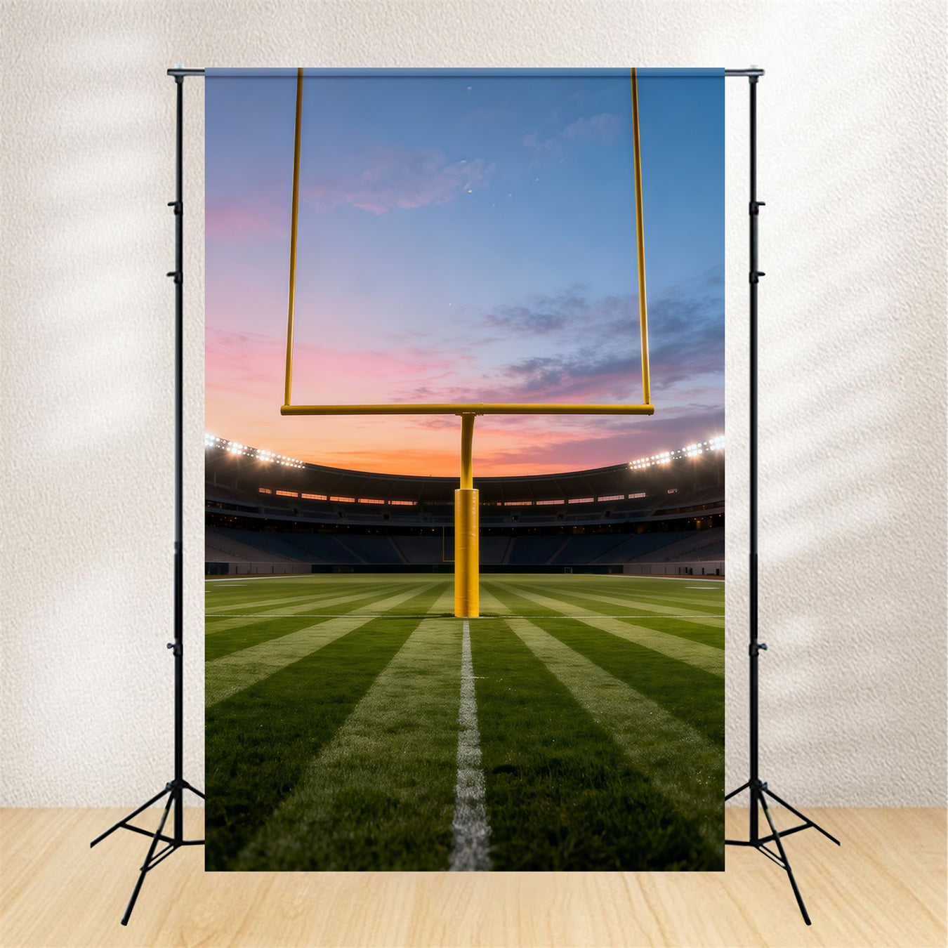 Fond Photo Terrain de Football Poteaux De But Stade Coucher De Soleil LXX61-233